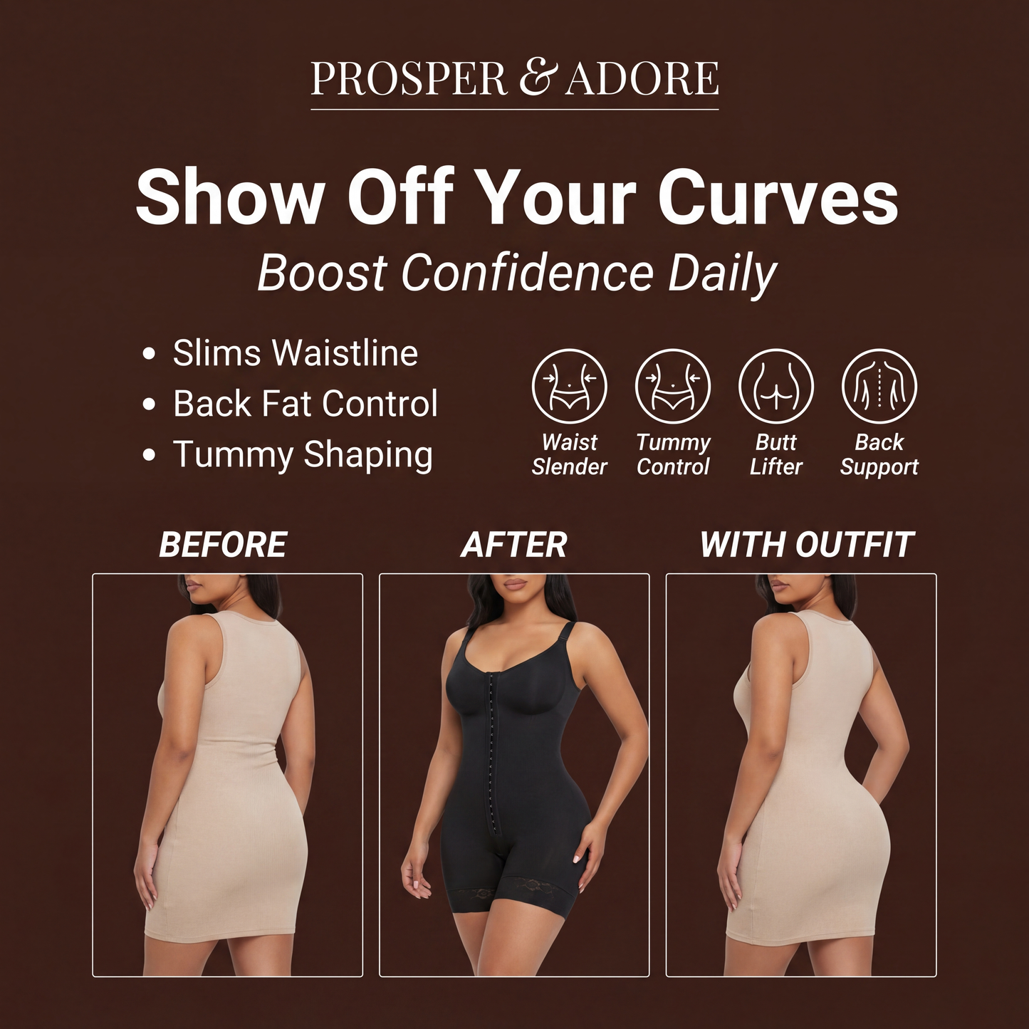 Prosper & Adore CurveSculpt Faja Bodysuit – Elegant Full Body Shaper